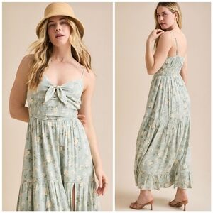 Altar'd State Floral Seafoam Green Annabelle Smocked Dress, XL